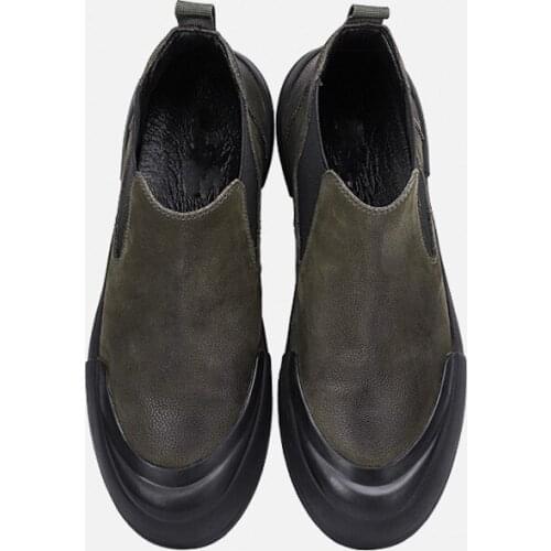 Winter Retro Casual Slip On Mens Flat Ankle Boots New Brand Fashion Genuine Leather Nubuck Round Toe Chelsea Botas Masculina