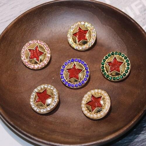 1lot=10pcs golden star Pendant Sparkling diamond button clothes High-grade metal Diamonds buttons Sewing Handwork accessorie
