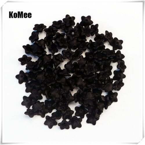 Free Shipping 1000PCS Black Lily Flower Frosted Acrylic Beads 10x4mm For Jewelry Making Wholesale