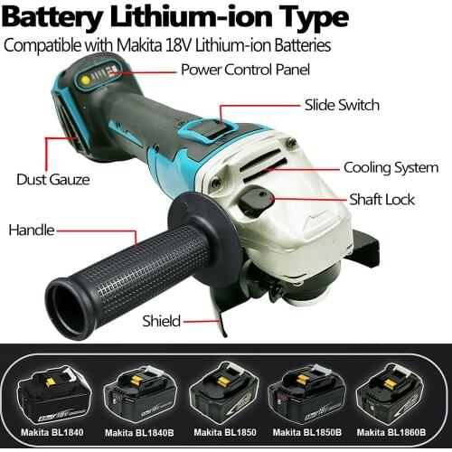 125/100mm Brushless Electric Angle Grinder Machine Home DIY Woodworking Power Tools For 18V Makita Battery (Without battery)