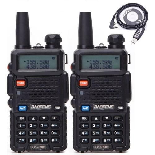 2PCS Baofeng UV-5R Dual Band UHF/VHF 136-174Mhz&400-520Mhz UV5R handheld Two Way CB Ham Amateur Radio & Cable (Black&Camouflage)