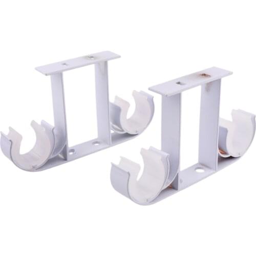2Pcs Heavy Duty Window Curtain Rod Pole Wall Mount Brackets Hook Holder Curtain Clip Accessories