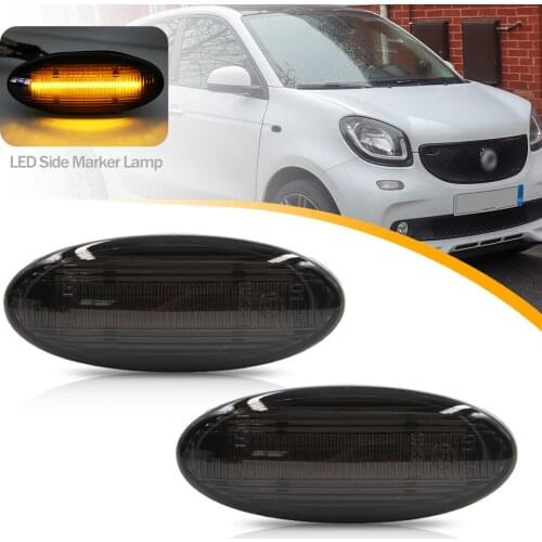 2Pcs LED Bumper Side Marker Lights Fender Laterial Turn Signal Lamps Repeaters for Smart Forfour 2014 2015 2016 2017 2018 2019
