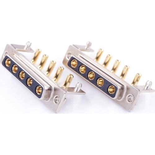 2 pcs High Power 30A 5W5 D-Sub Connector Combo Receptacle Female Socket 5 Pin Power Panel Mount Through Hole Right Angle bracket