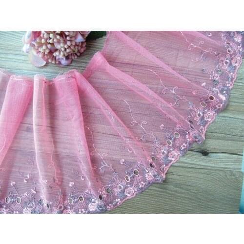 2Yards Embroidered Lace Trim Ribbon Mesh Tulle Fabrics Bra Underwear Dolls Dress Garters Sewing Materials 22cm Width