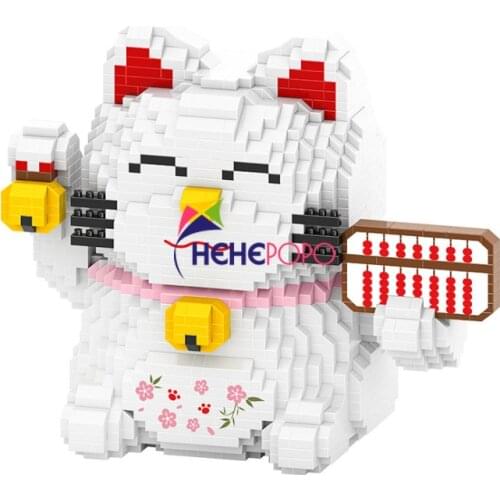 2103pcs 1019 Lucky Money Smile Cat Blocks Abacus Animal Pet DIY Mini Diamond Blocks Bricks Building Toy for Children