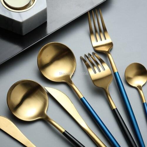304 Stainless Steel Portuguese Tableware Creative Western Steak Knife Fruit Fork Coffee Spoon Set Knife Fork Spoon