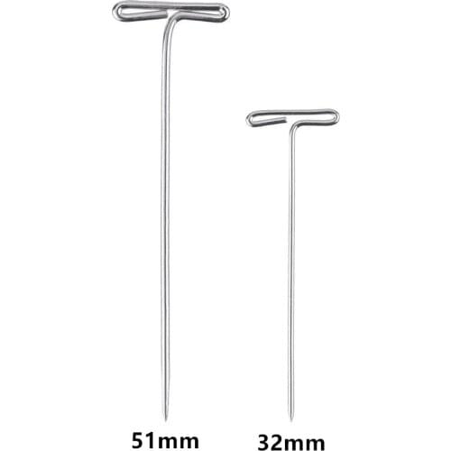 50 pcs Wig T Pins for Holding Wigs Silver 32mm/51mm Long T-pins Styling Tools For Wig Display