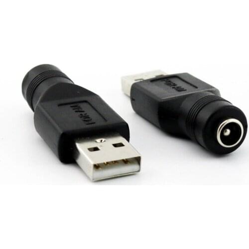 5x USB 2.0 A To 5.5mm x 2.1mm Female Jack DC Power Converter Charger Adapter Connector Straight Black