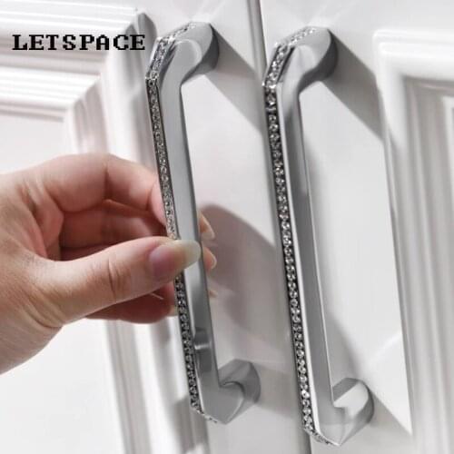 FREE SHIPPING Top-level unique fashion deluxe glass diamond furniture handle 7.5'Decoration hardware handle Silver dresser pulls