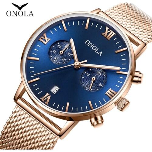 Men Watch ONOLA Top Brand Luxury Mens Casual Business Analog Quartz Watches Fashion Stainless Steel Waterproof Date Wristwatch