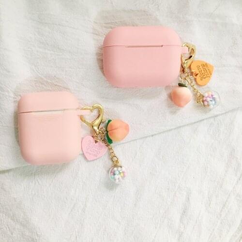 AirPods PRO Cover Cute Korea Sweet Peach Cases for Apple AirPods Cases Luxury Fruit Key Chain Earphone Cover for AirPods 1 2 3