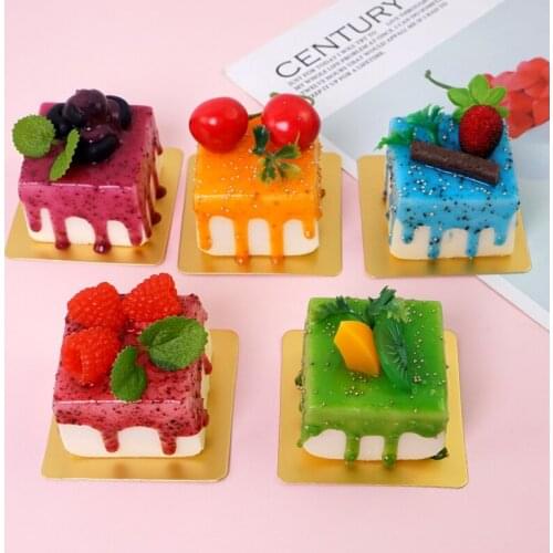 Decoration Crafts Miniatures Color PU Restaurant Cute Simulation Fruit Mousse Cake Model Kitchen Photography Decoration Props