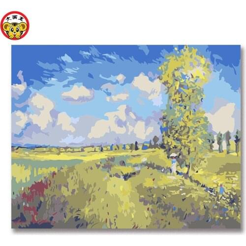 Diy home decor Painting Van Gogh Monet Fields Combination Frame Living Room Creative Landscape Fall