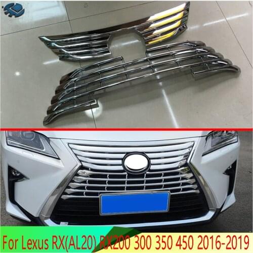 For Lexus RX(AL20) RX200 300 350 450 2016-2019 ABS Chrome Front Center Mesh Grille Grill Cover Radiator Strip Trim