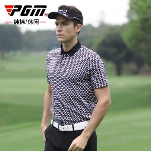 PGM Summer New Mens Fashion Casual Cotton Short Sleeve lapel Collar Printed Golf Shirt breathable Quick Dry golf T-shirt tops