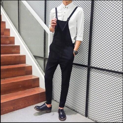 Summer Mens Clothing New Overalls Slim Tide Pantyhose Feet Pants Casual Trousers Tide Slacks Bib Pants Jumpsuit Singer Costumes