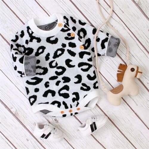 Knitted Baby Clothes Newborn Baby Romper Long Sleeve Leopard Baby Girl Romper Cotton Baby Boy Romper Baby Jumpsuit