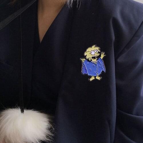 Cartoon Fun Lisa Simpson Anime Enamel Pins for Childrens Friends Shirt Clothes Bag Lapel Brooch Pin Badge Fashion Jewelry Gift