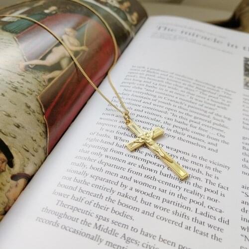 925 Sterling Silver 18k Gold Choker Jesus Religious Cross Necklace Male Jewelry Unisex Man Woman Necklace New Festival Jewelry