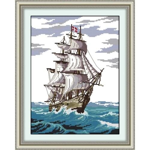 Bon Voyage DIY Chinese Needlework Crafts 11CT14CT Printed Scenery Pattern Cross Stitch Kits DMC Fabric on Canvas Embroidery Sets