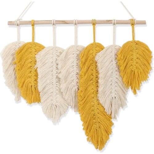 Wall Tapestry Hand-made Tapestry Macrame Wall Hanging Cotton Woven Leaves Living Room Headboard Door Porch Hangings Boho Decor