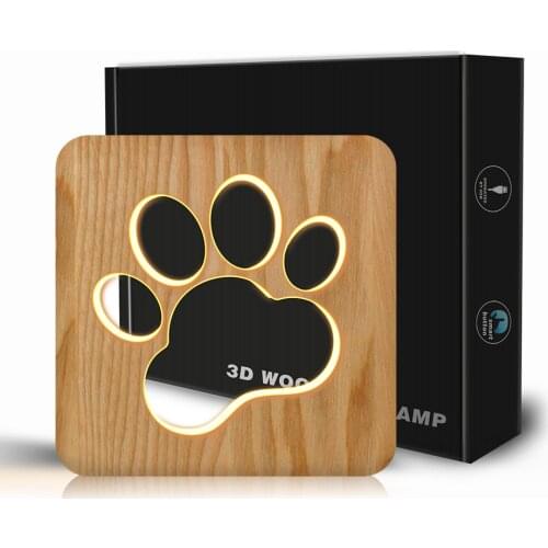 Dog Paw Cat Animal Night Light 3D Lamp USB Powered Desk Lights For Baby Christmas New Year Gift