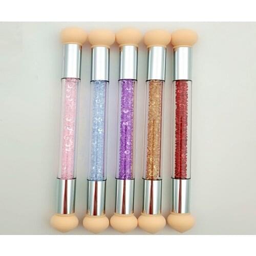 1 pcs Nail Art Sponge Gradient Brush Acrylic Gel Polish Gradual Color 2 Heads Transfer Rhinestone Sequins Pick Up Decoration Pen