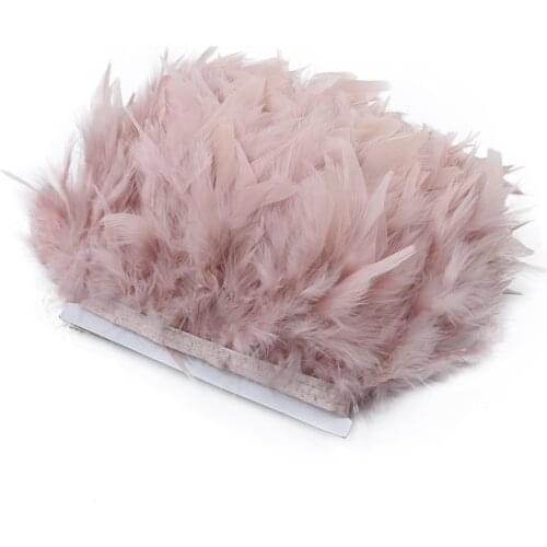 Wholesale 2yards Turkey Feather Trim Fringe 4-6inch Leather Pink Chandelle Marabou Feathers For Skirt Dress Decoration Crafts
