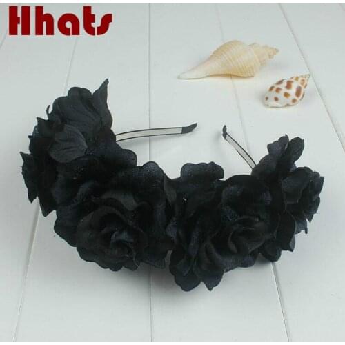 Handmade festival fabric flowers headband artificial flower rose hair accessories for women girl wedding party floral crown