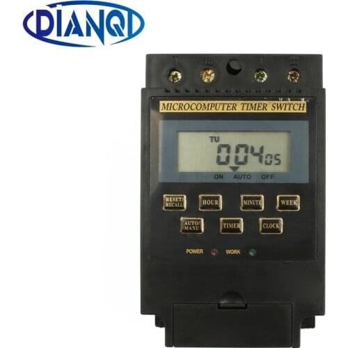 220V LCD Digital Weekly Programmable Control Power Timer Switch Time Relay Microcomputer Time Switch Din rail battery 25A