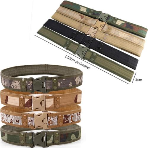 5Colors 2020 New Army Style Combat Belts 130cm Quick Release Tactical Belt Fashion Men Canvas Waistband Outdoor Hunting Tools