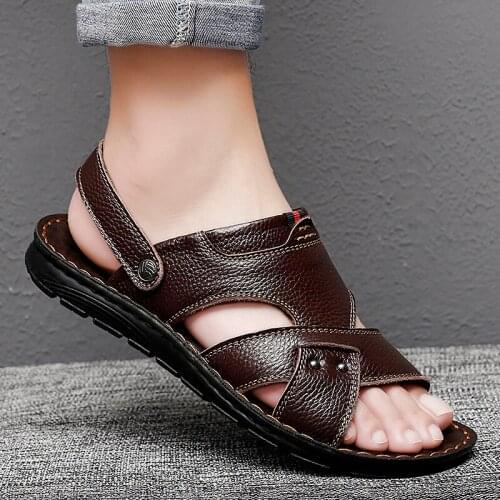 Sandals Men Sandalias Hombre Verano Sandals Men Leather Sandalle Homme Summer Sandal Shoes Sandale Sandalen Heren Safety Slide