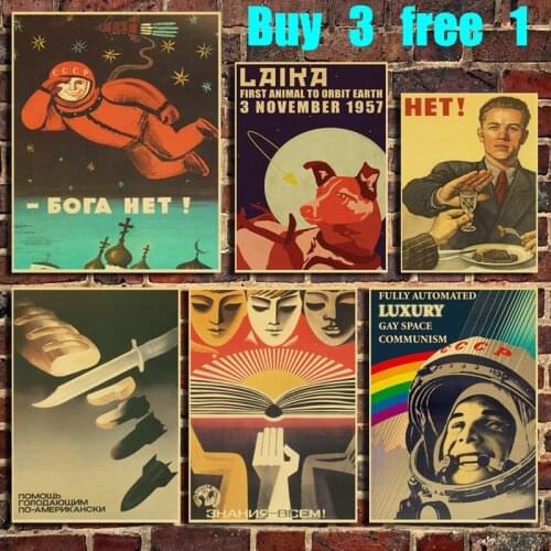 Old Stalin Soviet Union CCCP Retro Kraft Paper Poster Bar Office Home Art Wall Sticker Decoration