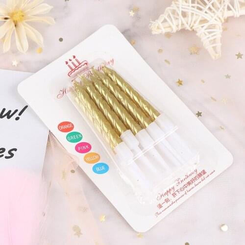 Pack Of 10 Gold Silver Threaded Candle Safe Flames For Anniversary Wedding Birthday Party Cake Topper Decoration Candles