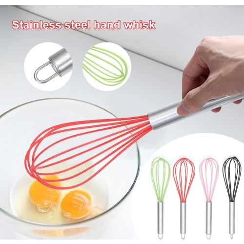 1pc Stainless Steel Whisk Mixer Silicone Balloon Wire Hand Egg Beater Non-Slip Kitchen Gadgets Egg Tools Cookware
