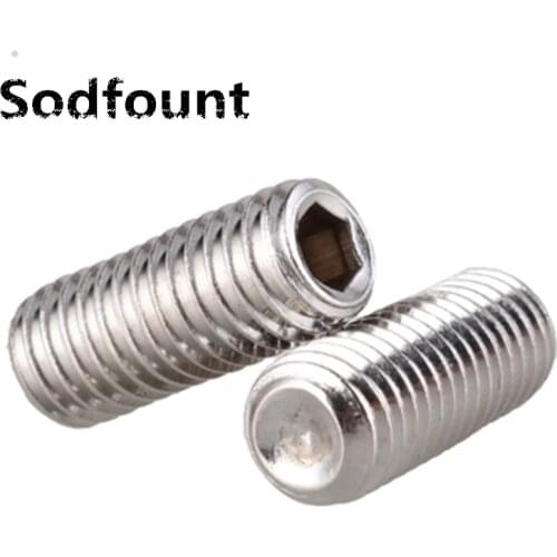 High-quality 20pcs/Lot M6X5/6/8/10/12/16-40mm 304 Stainless Steel Hex Socket Head Cap Screw Bolts set screws with cup point