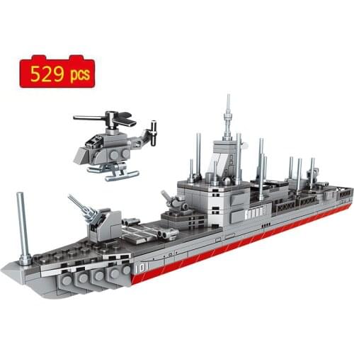 WW2 Military Series World War II Type 055 Frigate Battleship Weapon Accessories DIY Model Building Blocks Toys Gifts