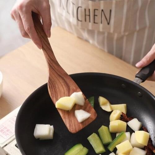 High-Quality Kitchen Teak Wooden Spatula Non-Stick Pan Spatula Heat Resistant Cooking Shovel Spoon Kitchen Utensils Accessories