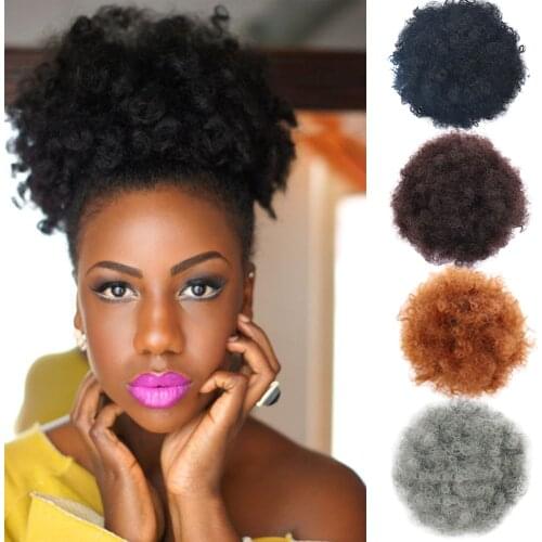 WEILAI Synthetic Chignon Buns Boy Wig Hair Accessories Girl Balerina Postiche Cheveux Afro Puff Wigs for Black Women Ponytail