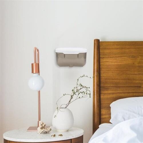 1PC Simple Waterproof Toilet Paper Box No Punching Roll Paper Storage Rack (L)