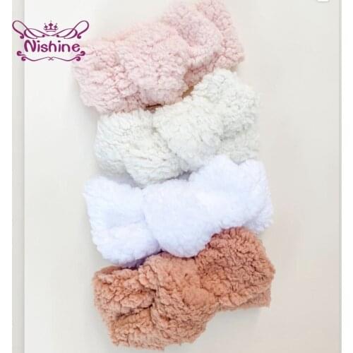 1 PCS Toddler Autumn and Winter Comfortable Warm Elastic Hairband Solid Color Handmade Bowknot Headband Baby Girls Headwear