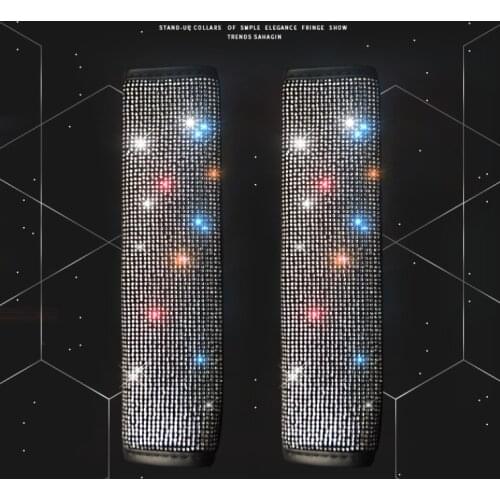 2pcs blingbling rhinestone crystal car seat pads shoulder strap safety seatbelt plush cover Jeep Interior car accessories