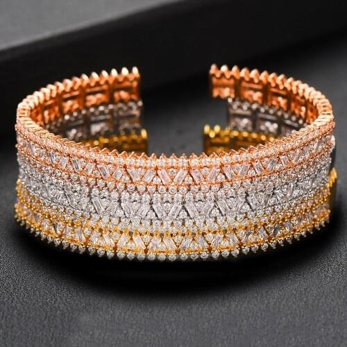 Brand New 2PCS Romantic Elegant Mix Match stackable Bangle Ring Set For Women Bridal Wedding Full Micro Cubic Zircon Pave Party