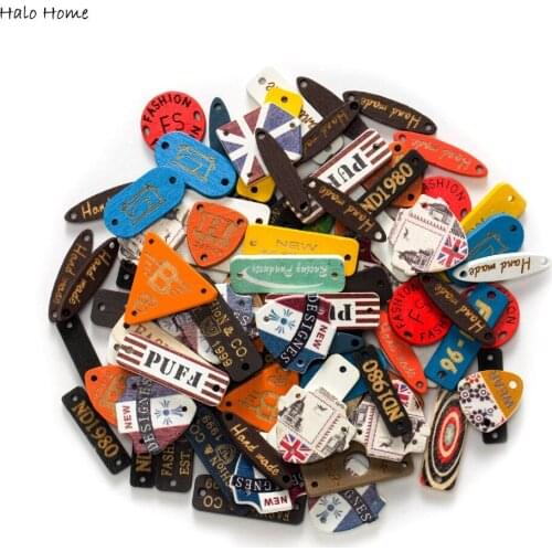 30g Mixed Word Connector Wood buttons Sewing Scrapbook for Clothing Gifts Crafts Handwork Accessories 6-30mm