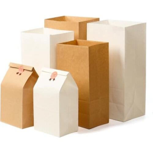 50pcs/lot-18*9*5.5cm Blank Kraft Paper Bags Bread Food Bags Wedding Party Gift Bags