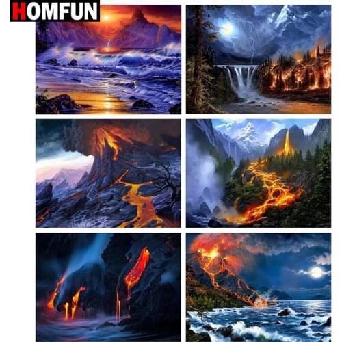 HOMFUN Art 5D Diy Diamond Painting "Mountain river night scenery" Diamond Pictures Cross Stitch 3D Rhinestone Embroidery Decor