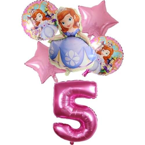 6pcs Sofia Princess Foil Helium Balloons 30inch Number Girl Birthday Theme Party Decoration Kids Toys Baby Shower Decor Globos