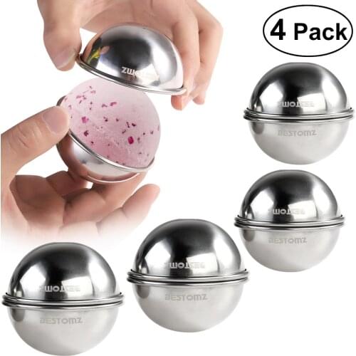 BESTOMZ 8pcs Stainless Steel Bath Bomb Mold DIY Make Lush Bath Bombs 6.5cm/ 7cm for Crafting Your Own Fizzles