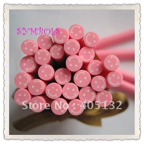 B-01 Free Shipping 100pcs 5mm Pink Smile Face Shape Clay Cane Fancy Nail Art Polymer Clay Cane